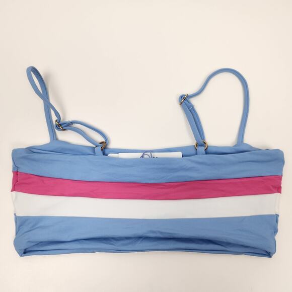L*Space Rebel Stripe Bikini Top in Blue Pink Size Small NWT - Picture 3 of 5